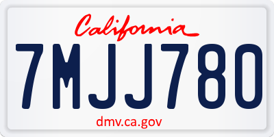 CA license plate 7MJJ780