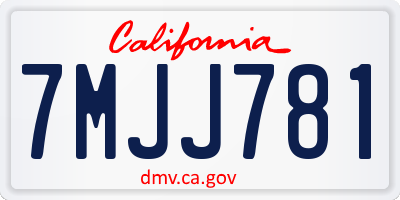 CA license plate 7MJJ781