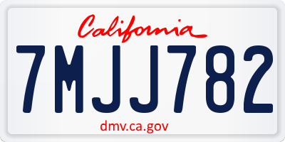 CA license plate 7MJJ782