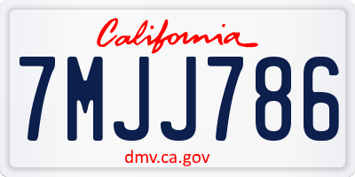 CA license plate 7MJJ786
