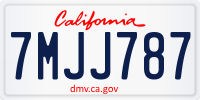 CA license plate 7MJJ787