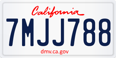 CA license plate 7MJJ788