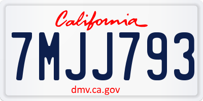 CA license plate 7MJJ793