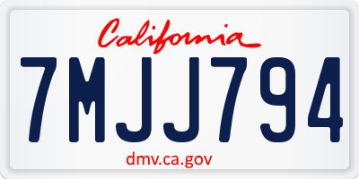 CA license plate 7MJJ794