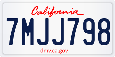 CA license plate 7MJJ798
