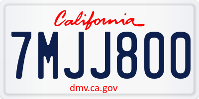 CA license plate 7MJJ800