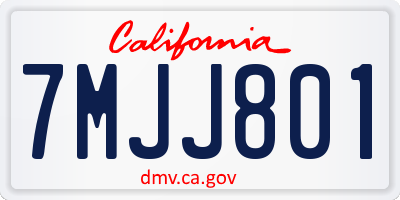 CA license plate 7MJJ801