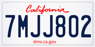 CA license plate 7MJJ802