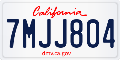 CA license plate 7MJJ804