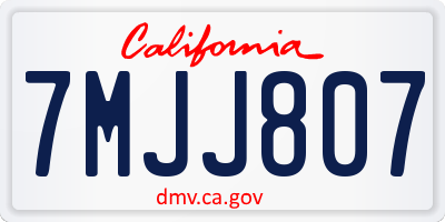 CA license plate 7MJJ807