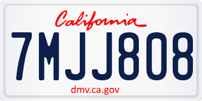 CA license plate 7MJJ808