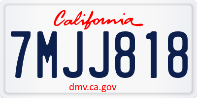CA license plate 7MJJ818