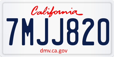 CA license plate 7MJJ820