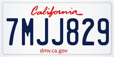 CA license plate 7MJJ829