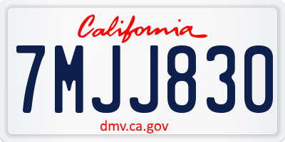 CA license plate 7MJJ830