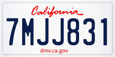 CA license plate 7MJJ831