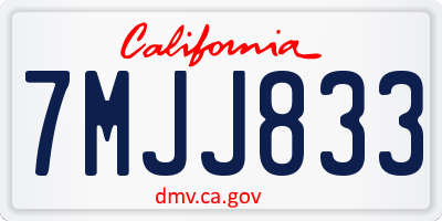 CA license plate 7MJJ833