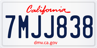 CA license plate 7MJJ838
