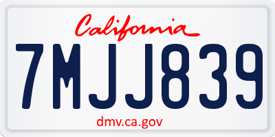 CA license plate 7MJJ839