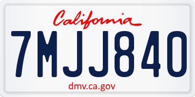 CA license plate 7MJJ840