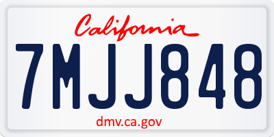 CA license plate 7MJJ848