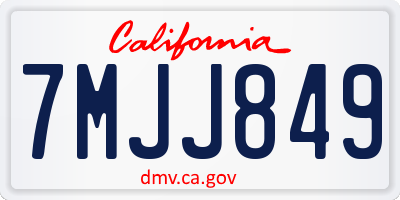 CA license plate 7MJJ849