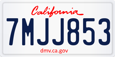 CA license plate 7MJJ853