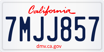 CA license plate 7MJJ857