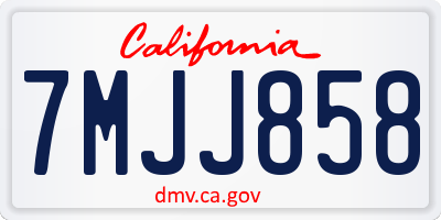 CA license plate 7MJJ858