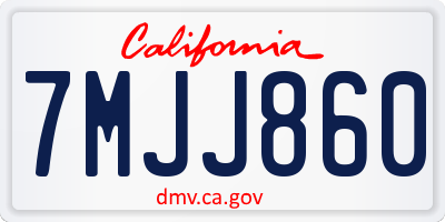 CA license plate 7MJJ860