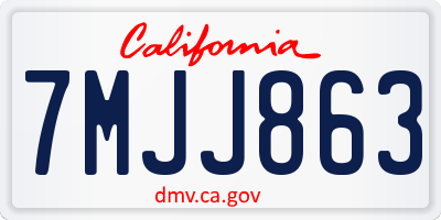 CA license plate 7MJJ863