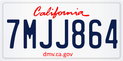 CA license plate 7MJJ864