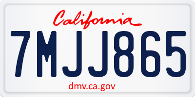 CA license plate 7MJJ865