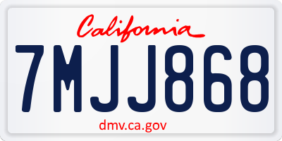 CA license plate 7MJJ868