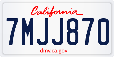 CA license plate 7MJJ870