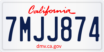 CA license plate 7MJJ874