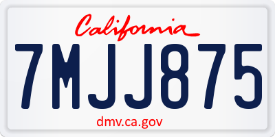 CA license plate 7MJJ875