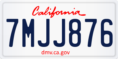 CA license plate 7MJJ876