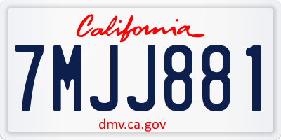 CA license plate 7MJJ881