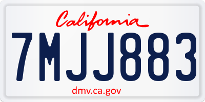 CA license plate 7MJJ883