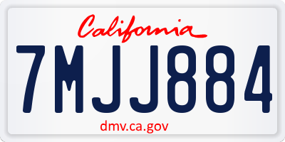 CA license plate 7MJJ884