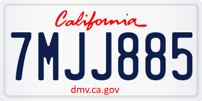 CA license plate 7MJJ885