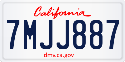 CA license plate 7MJJ887