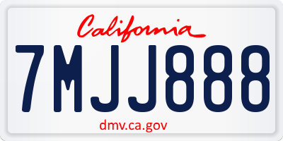 CA license plate 7MJJ888