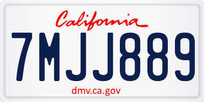 CA license plate 7MJJ889