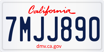 CA license plate 7MJJ890