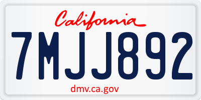 CA license plate 7MJJ892