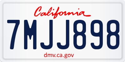 CA license plate 7MJJ898