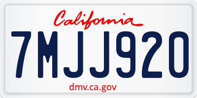 CA license plate 7MJJ920