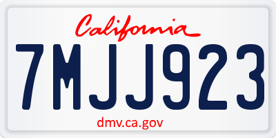 CA license plate 7MJJ923